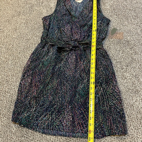 FOREVER 21 Sz L Black Pink Green Dress Multicolor Abstract Print Bow Belt R $38 - Picture 6 of 11